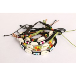 Macrame Friendship Bracelet with Cowry Sigay Shells 5 pcs lot